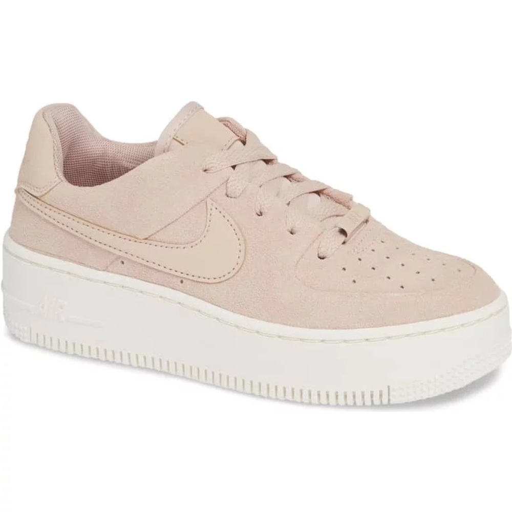 Nike Air Force 1 Sage Low Pink Suede Platform Sneakers